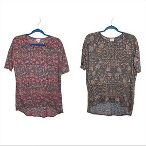 Lularoe Lot of 2 Irma Geometric Printed High Low Tunic Tops Blouses